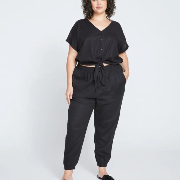 Universal Standard NWT Size 2-4 Black Shoreline Linen Joggers - Picture 9 of 10